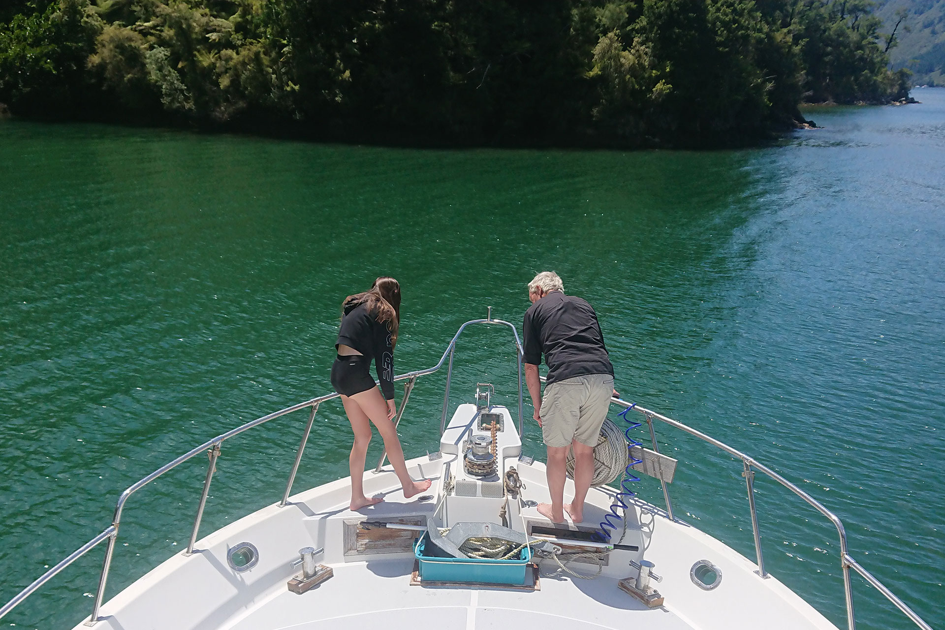 Sophia learning anchoringt anchoring the boat
