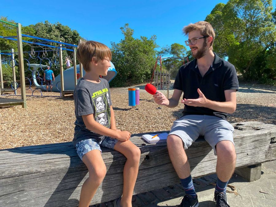 Alex gets interviewed for the local paper